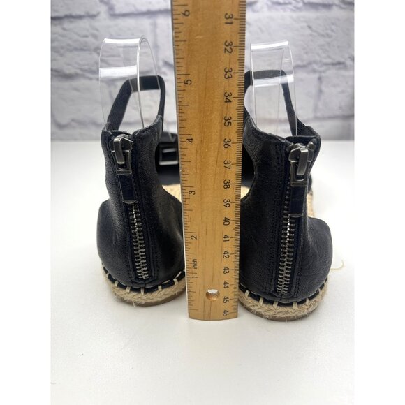 Eileen Fisher LaLa tumbled leather Black Espadrille Shoes Sandals Ladies Size 8 - Picture 5 of 11